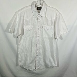 VTG Fenton White Western Wear Dress Shirt Pearl Snaps Short Sleeve Men's 15.5
